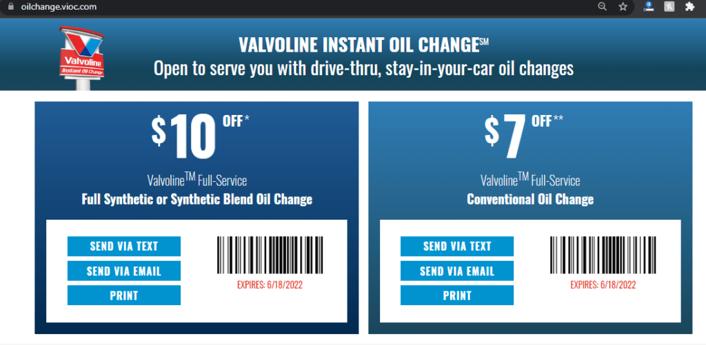 Valvoline 19.99 Oil Change Coupon 2022 Printable